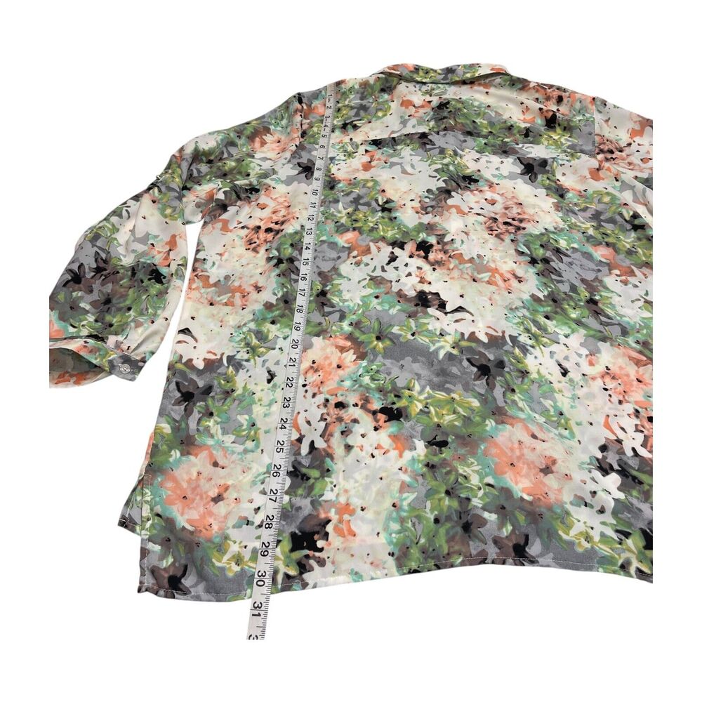 Jaclyn Smith Shirt Women's 2X Multicolor Floral Pockets Collared Button Down - Picture 5 of 7
